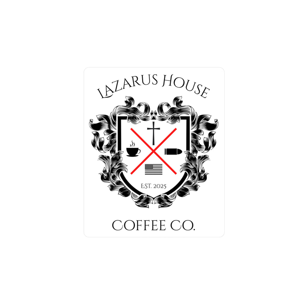 Lazarus House Coffee Co. Kiss-Cut Vinyl Decals | Custom Stickers for Coffee Lovers, Home Decor, Laptop, Journals, Gifts